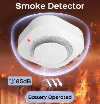 Smart Independent Smoke Detector Sensor with Sound and Light Fire Alarm for Home Kitchen Office Warehouse Security System