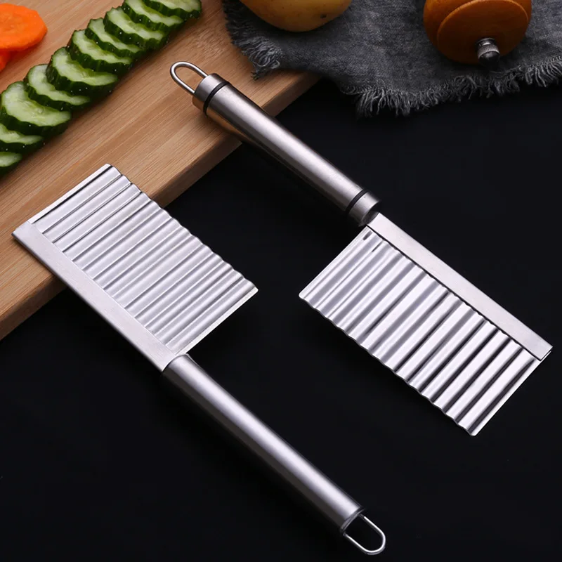 2PCS Potato Slicer French Fry Cutters Stainless Steel pizzas Carrots Wavy chopper for Fruits Vegetables long-lasting