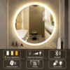 Specchio LED per bagno con altoparlante Bluetooth, musica wireless, specchio rotondo per bagno, 3 temperature di colore, antiappannamento, specchio per il trucco 1