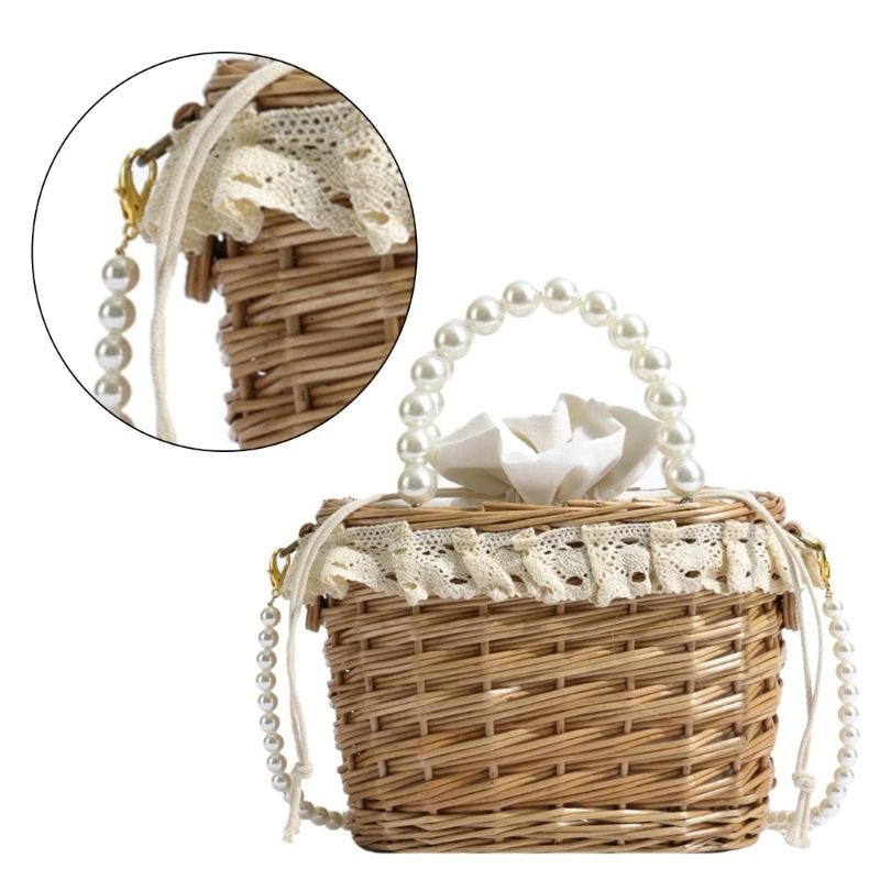 Handwoven Shoulder Bag for Women Straw Purse Handbag Beach Bag Girls Crossbody Bag Shopping Bag Straw Wicker Bag E74B