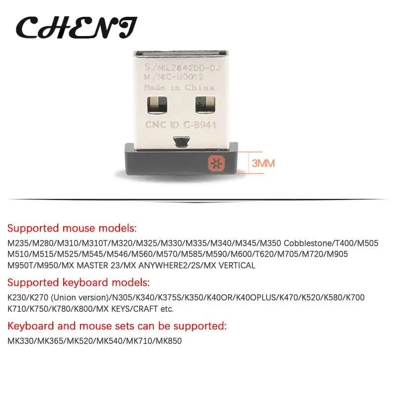 Wireless Dongle Receiver Unifying USB Adapter for Mouse Keyboard Connect 6 Device for MX M905 M510 Keyboard K400