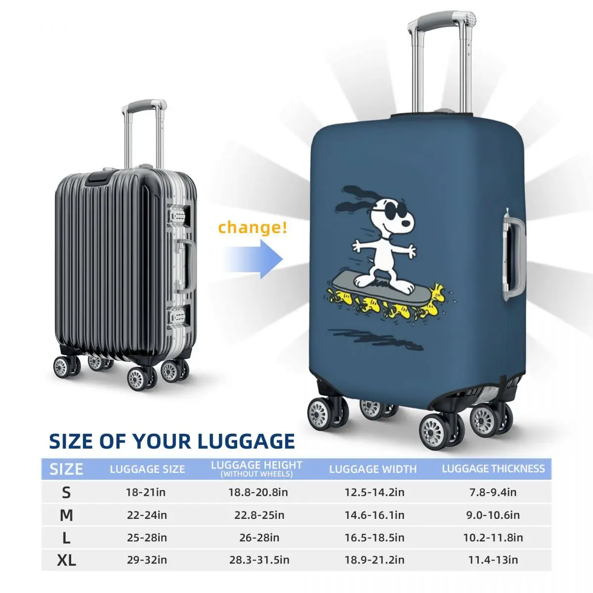 Funny Snoopy Suitcase Cover Vacation Practical Luggage Case Travel Protector 6