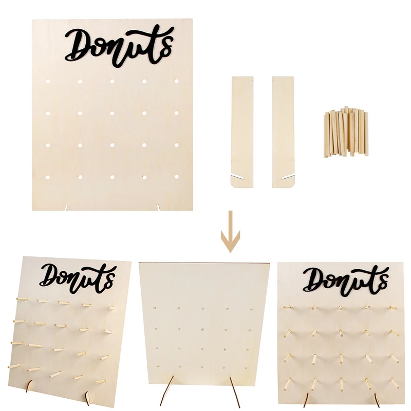 Donut Wall Stand Wooden Donut Party Decoration Doughnut Holder Wedding Party Decor Birthday Supplies Baby Shower