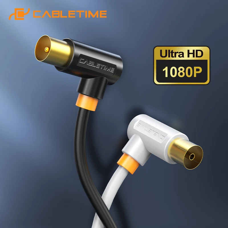 CABLETIME-Cable de TV de 90 grados, conector de satelital de línea de TV digital, STB de alta para línea de vídeo de televisión C317 - AliExpress Productos electrónicos