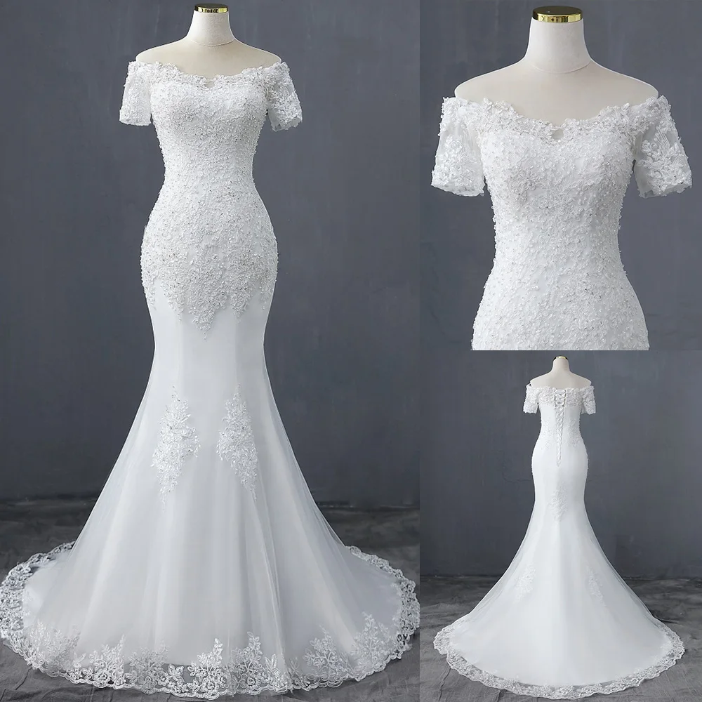 

wedding dress 2022 Elegant Appliques Short sleeve mermaid wedding gowns marriage vestidos de novia robe de mariee Party dresses