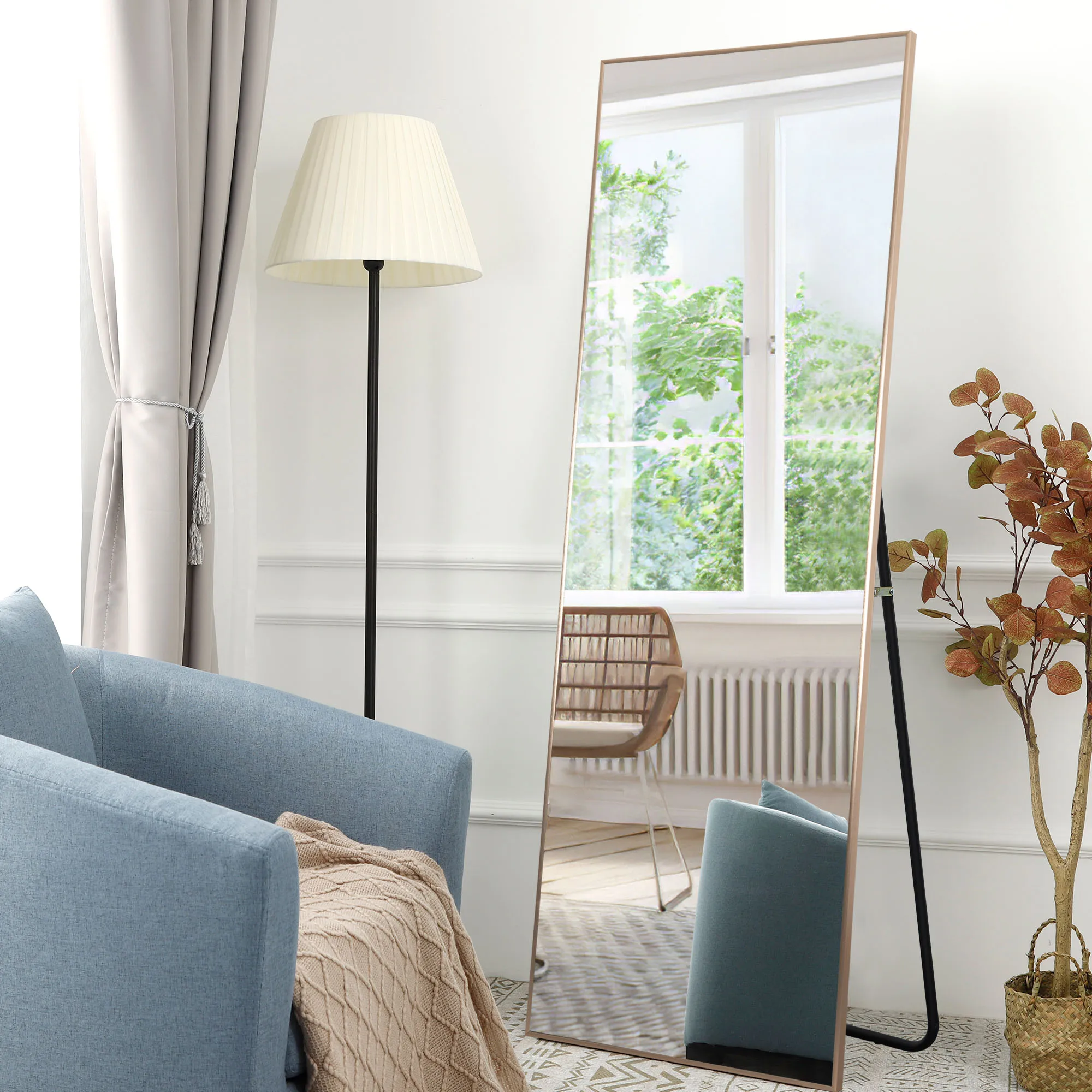 NeuType Full Length Rectangular Standing Floor Mirror with Aluminum