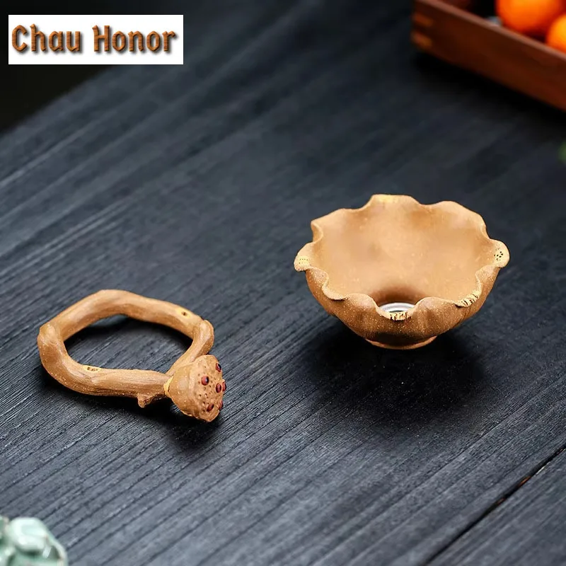 Creative Yixing Zisha Tea Leaking Tea Strainer Handmade Lotus Seed Lotus Leaf Mesh Tea Filter Kung Fu Tea Set Accessories Gifts