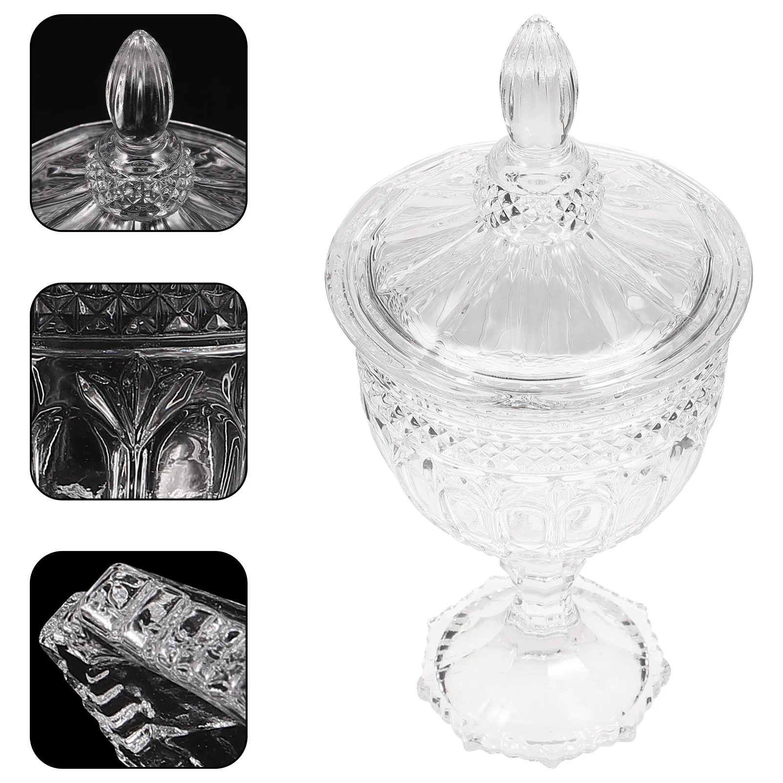 Transparent Glass Sugar Jar With Lid Storage Container Candy Box Home Decor Biscuit Barrel Kitchen Accessories Storage Bottles 4