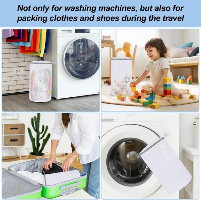 Sacchetto Per Lavatrice Per Scarpe - In Rete Lavabile E Riutilizzabile - Con Cerniera Di Sicurezza - Taglia Universale - Foto 8