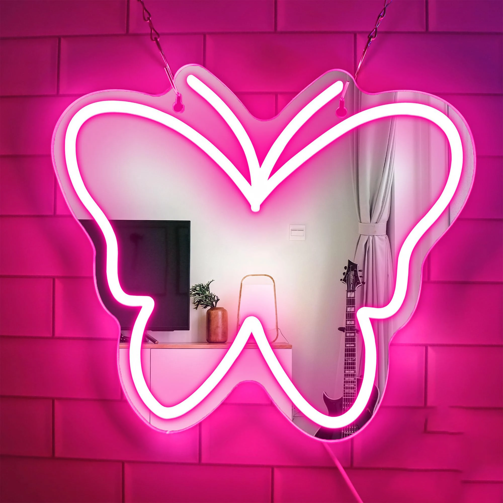 

Butterfly Mirror LED Neon Sign, Dimmable Acrylic Mirror Light Signs for Wall Decor, USB Mirror Neon Light for Bedroom Dresser