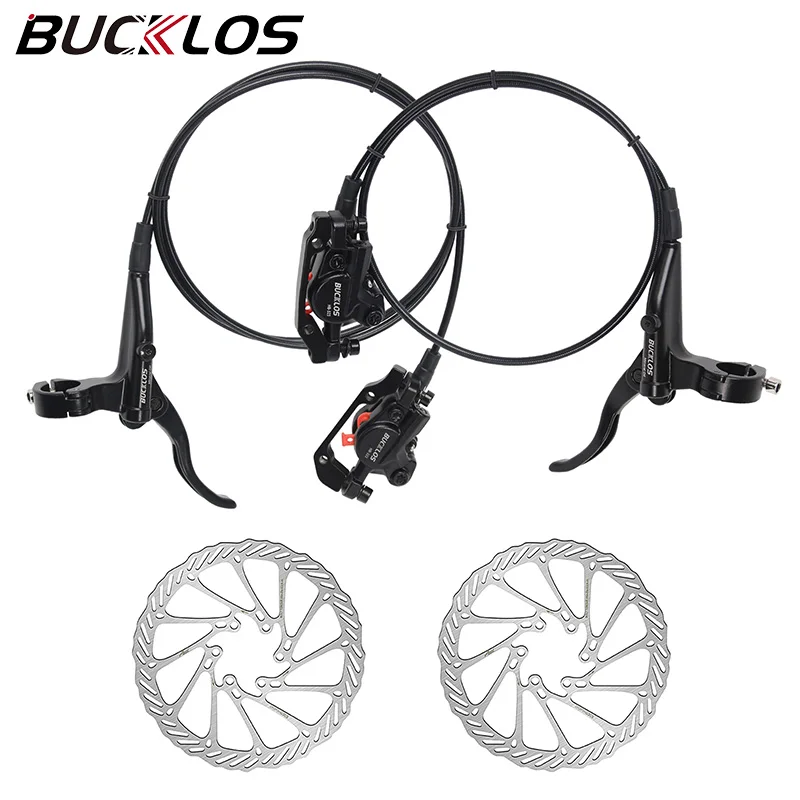 

BUCKLOS Mountain Bike Hydraulic Brakes Bicycle Oil Pressure Disc Brake Set 800/1500mm Bike Front Rear Brake Caliper/Lever