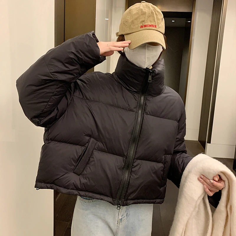 

autumn Winter Thicken Women Parkas Warm Fashion solid short Coats Black Cotton Padded Female Down Jacket Elegant Zipper Clothes