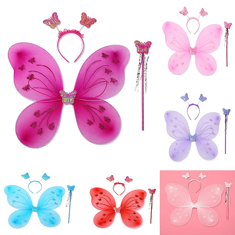 

Kids Butterfly Headband Wings 1 Pc Girls Summer Photography Children Yellow Green Purple Pink Fairy Tale Props