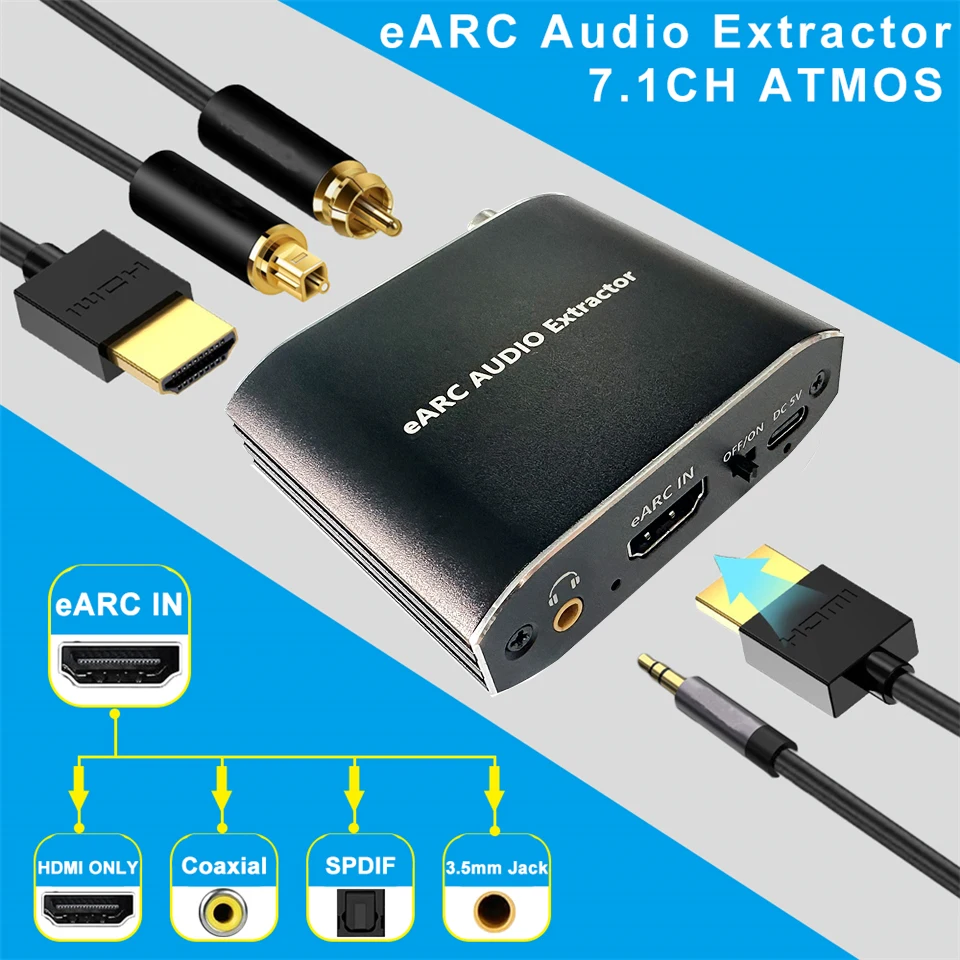HDMI EARC Converter HDMI EARC in to HDMI Audio Coax Toslink Audio