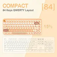308i Pink Wireless 2.4G Keyboard and Mouse Set, Gradient Cute Round Keycaps for Retro Typewriter - Image 3
