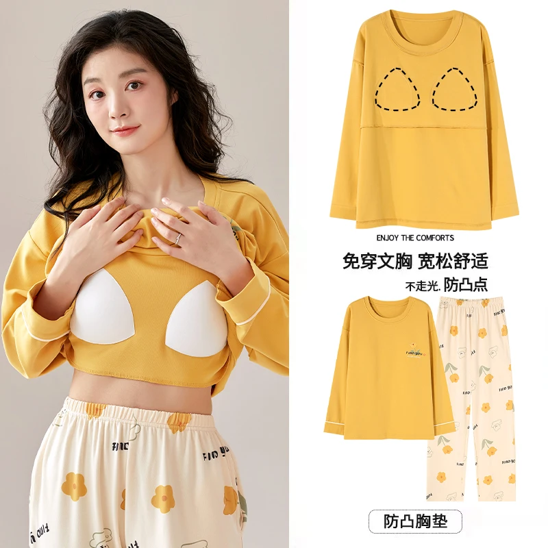 

Comfortable Pajama Sets Clothes Women cotton Tracksuit 2 Piece Set Long Sleeve Two Piece matching Set Top Casual Trousers blouse