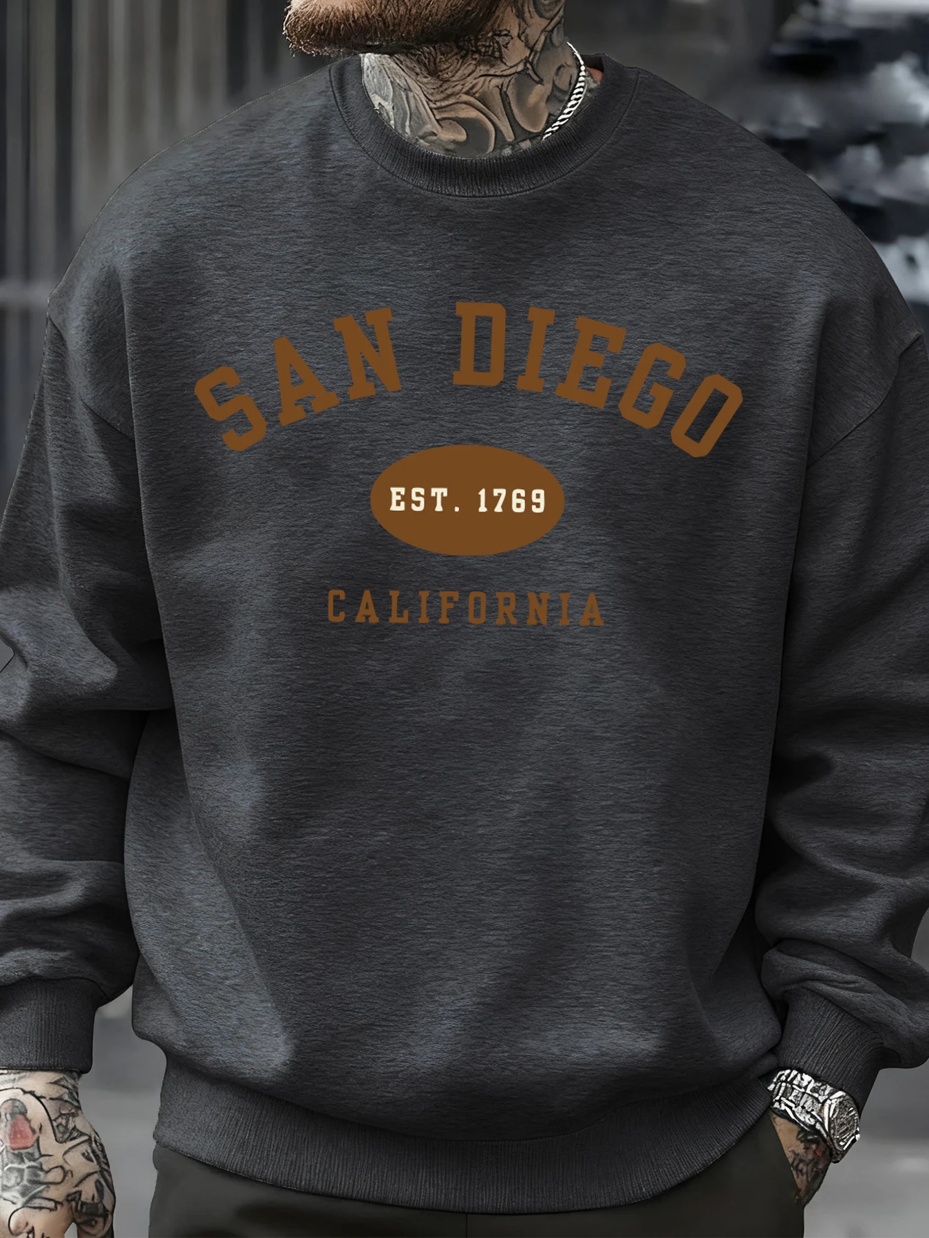 San Diego California Brief Gedruckt Männer Pullover Sweatshirts Weiche Fleece Sweatshirt Crewneck Casual Kleidung Übergroße Streetwear