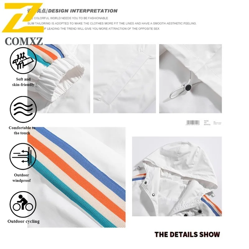 Men's Streetwear Hooded Windbreaker Lightweight Waterproof Windbreaker Loose Fit Vintage Hong Kong Style Spring Fall Coat Jacket