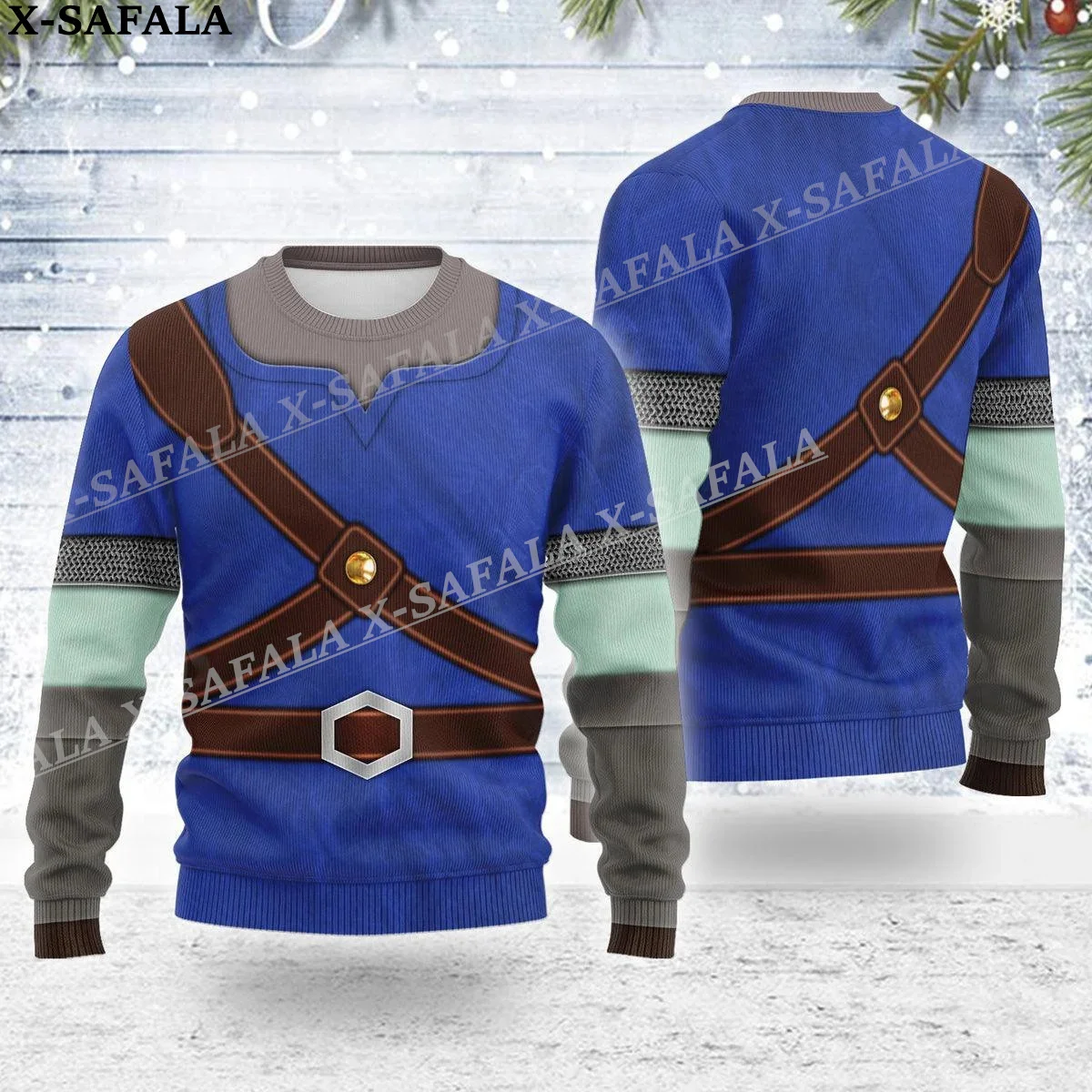 Divertido regalo de Navidad Cosplay Armadura Feo Suéteres de punto navideños Regalos de Navidad Jerséis Tops Pareja Fiesta Unisex Casual-7