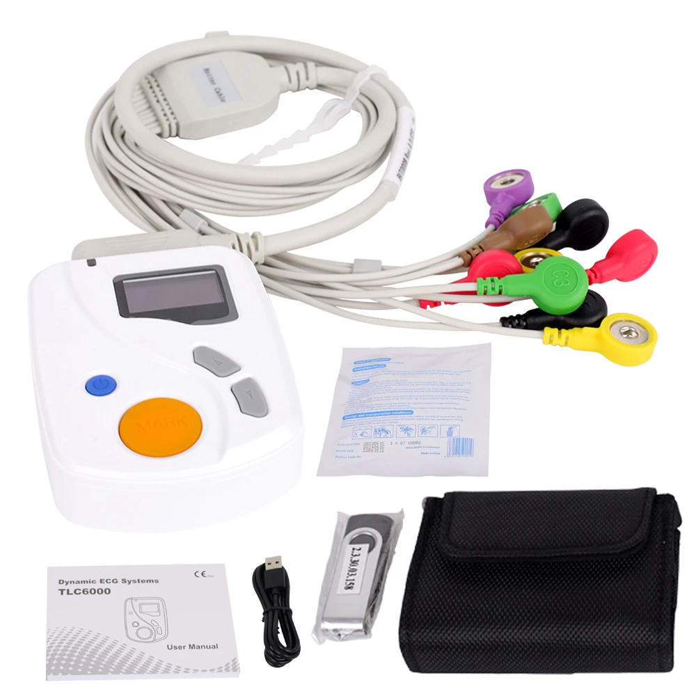Contec TLC6000 Dynamic Holter ECG 12-lead 48 Hours Analyzer Recorder System, usb pc sw