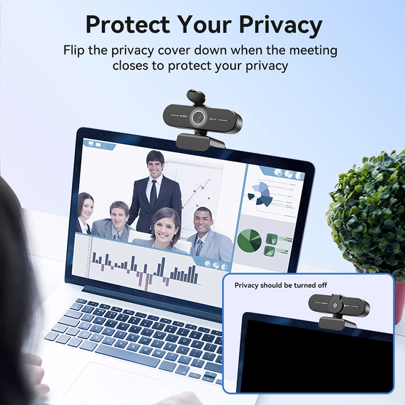 삼각대 스트리밍 웹 카메라 포함 웹캠 2K, 1440P EMEET, 듀얼 마이크 포함, 풀 HD USB PC 카메라, 컴퓨터 노트북용 라이브 스트리밍
