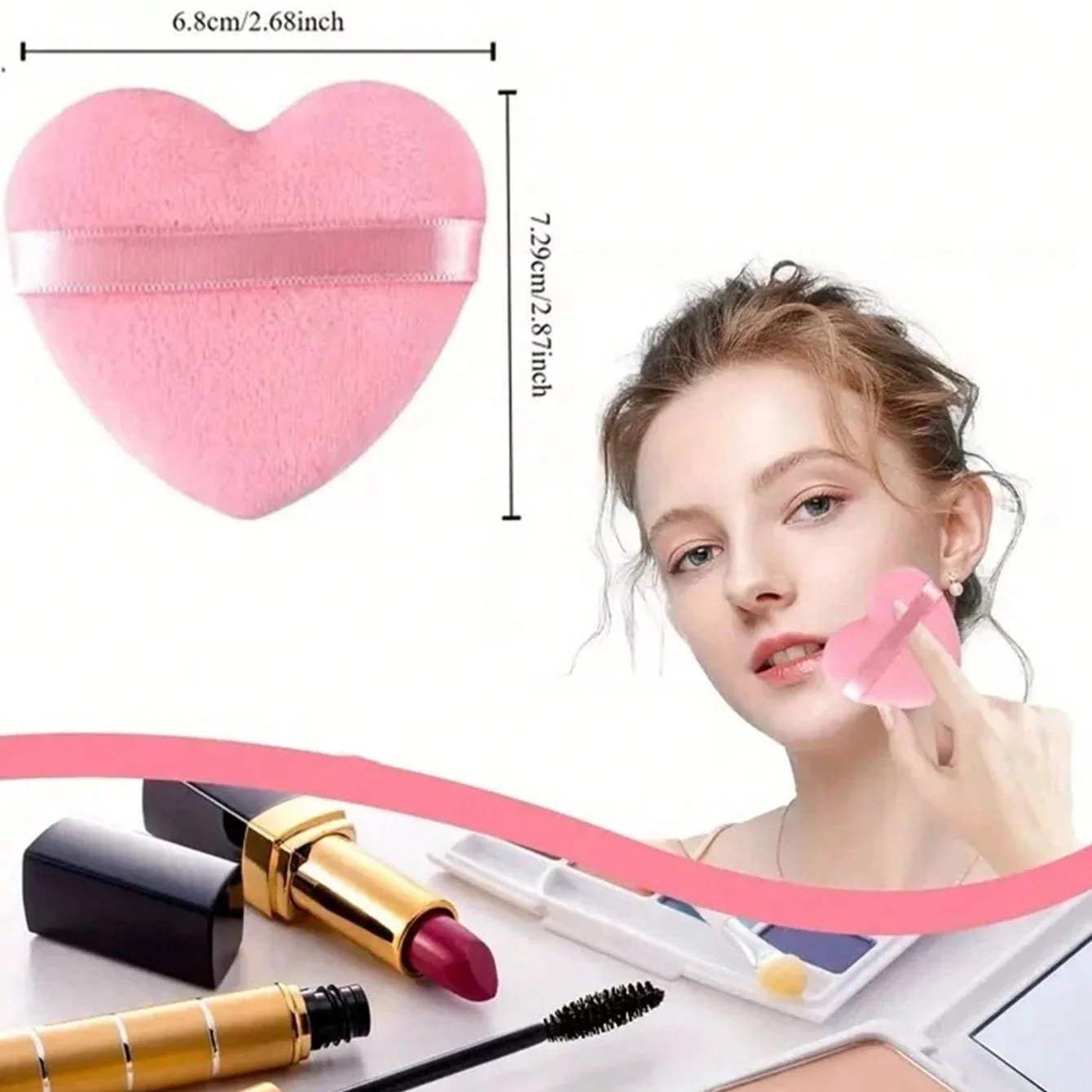 8pcs Heart-Shaped Makeup Sponge Puff,  Soft Crystal Velvet, Foam, Soft And Skin-Friendly Makeup, Portable Makeup Tool 5