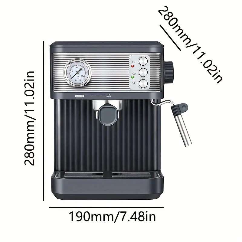 Coffee Maker Household Small Semi-automatic High-pressure Steam Milk Bubble Integrated Coffee Pot, Black 3
