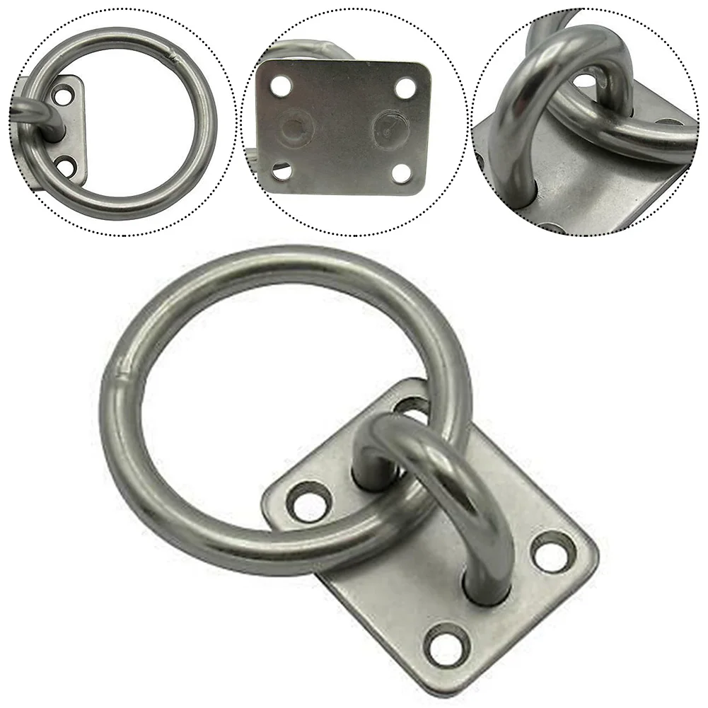 6MM Stainless Steel Marine Eye Plate With Ring Lashing Tie Down Boat Yacht Marine Eye Plate Stable Boat Cabin Accessories heavy duty metal retractable badge holders carabiner keychain key ring id card holder 28 3inch reinforced steel wire cord