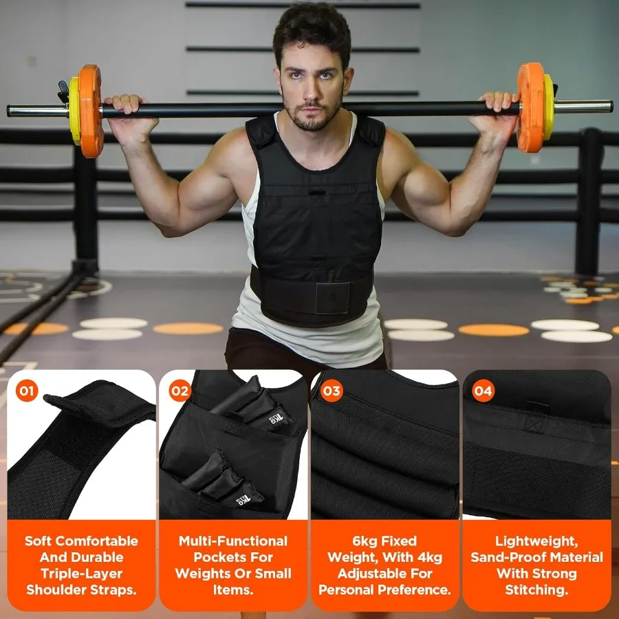 Weighted Vest for Men and Women with Reflective Stripes 13LB-22LB Adjustable Buckle Straps Weight Vests for Strength Training, R