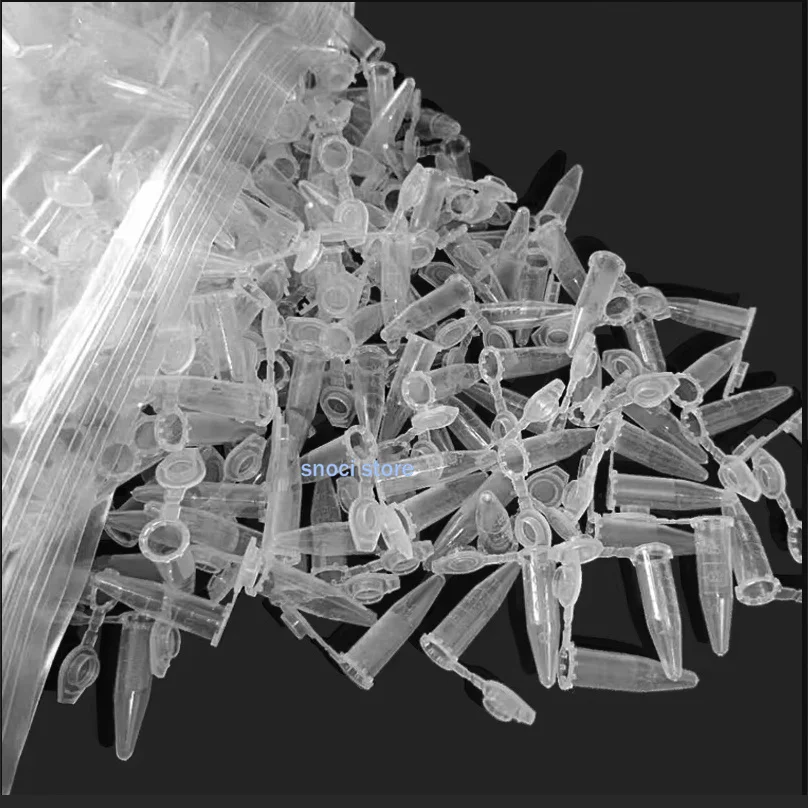 Plastic Test Tubes Centrifuge Tube 0.5ml Pieces of Transparent Mini Plastic Test Tube Centrifuge Tube Container Science Laboratory Test Accessories 1000Pcs