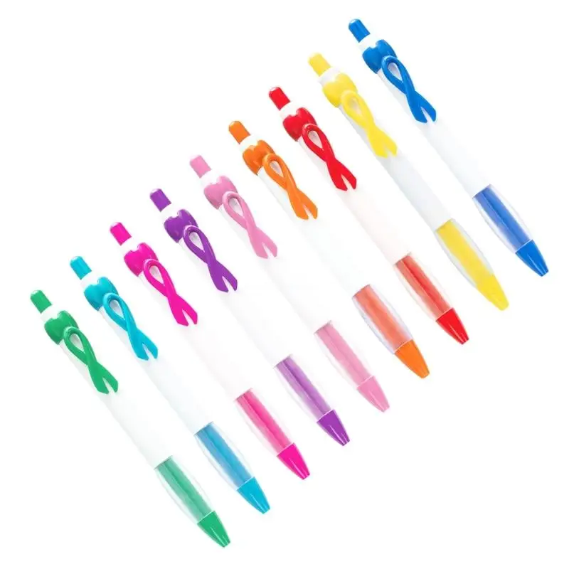 

20Pcs Awareness Ribbon Ballpoint Pen, Ergonomic Grip Retractable Ballpoint Pen Dropship