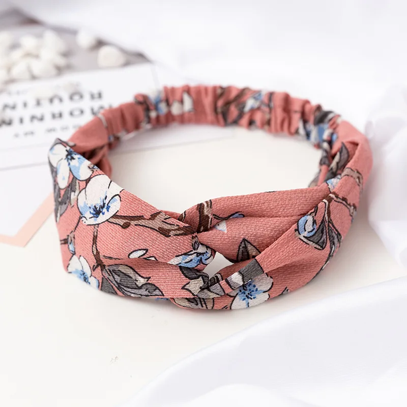 bride headband Women Girl Flower Print Fashion Headband Elastic Head Wrap Turban Bandana Hairband Head Band Hair Accessories cute hair clips Hair Accessories