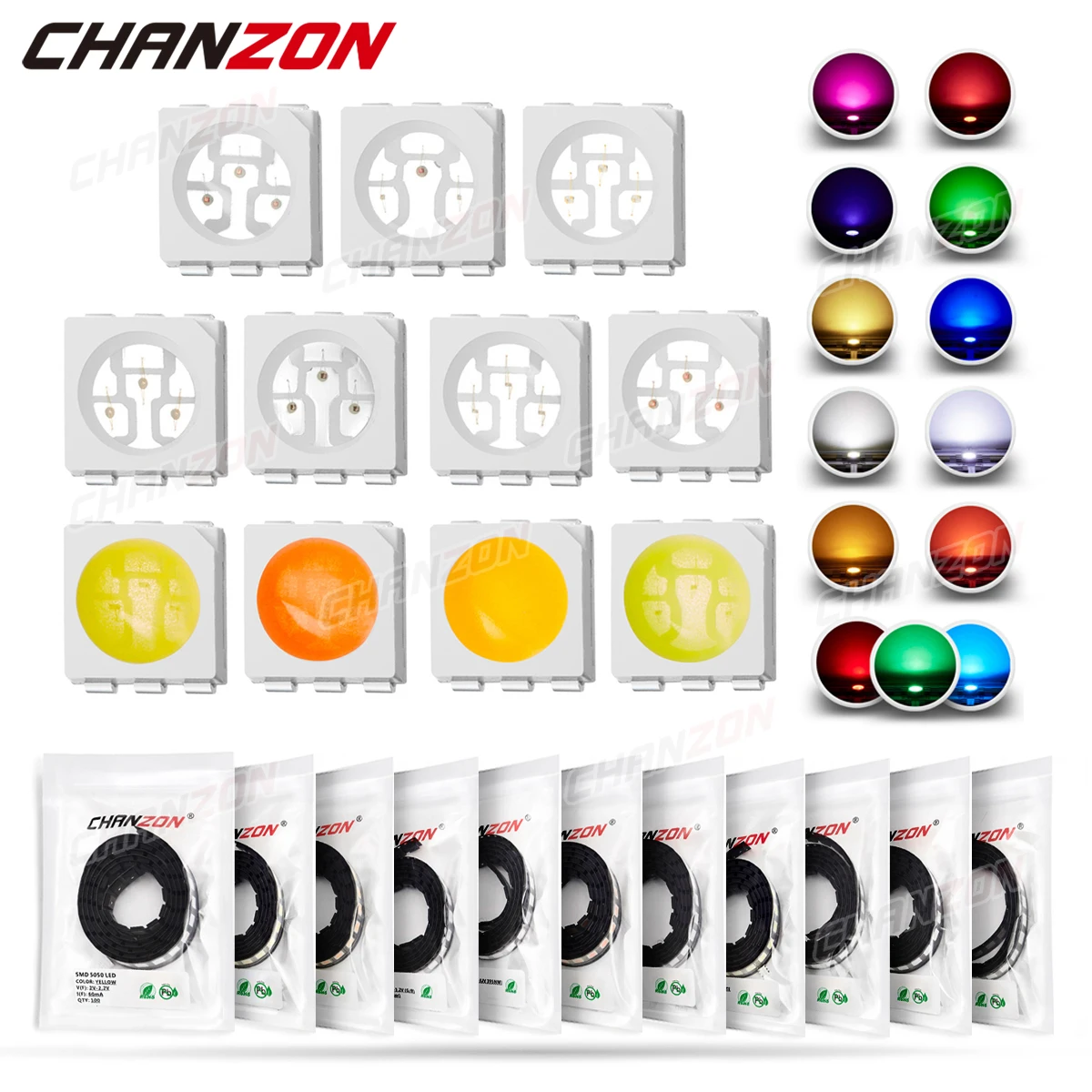 5050 SMD LED 다이오드 칩, 따뜻한 화이트, 레드, 그린, 블루, 옐로우, 오렌지, UV, 퍼플, 핑크, RGB, 일반 양극, DIY PCB 램프 전구, 0.2W, 100 개
