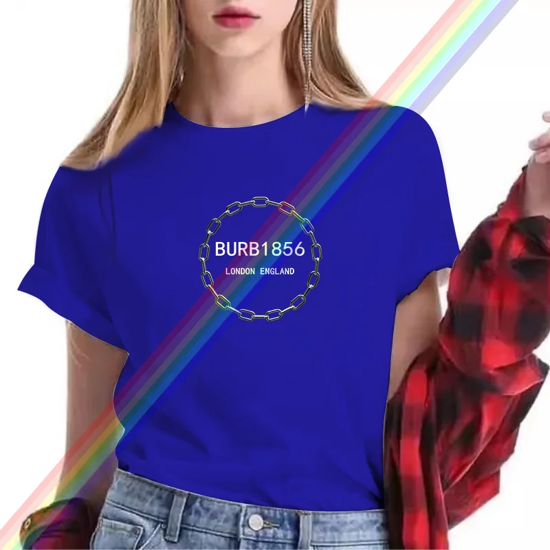 Oversized Luxury Brand Circular chain Tshirt Female Summer Casual T-Shirts For Women's Girls Streetwear Short Sleeve Tee Shirt