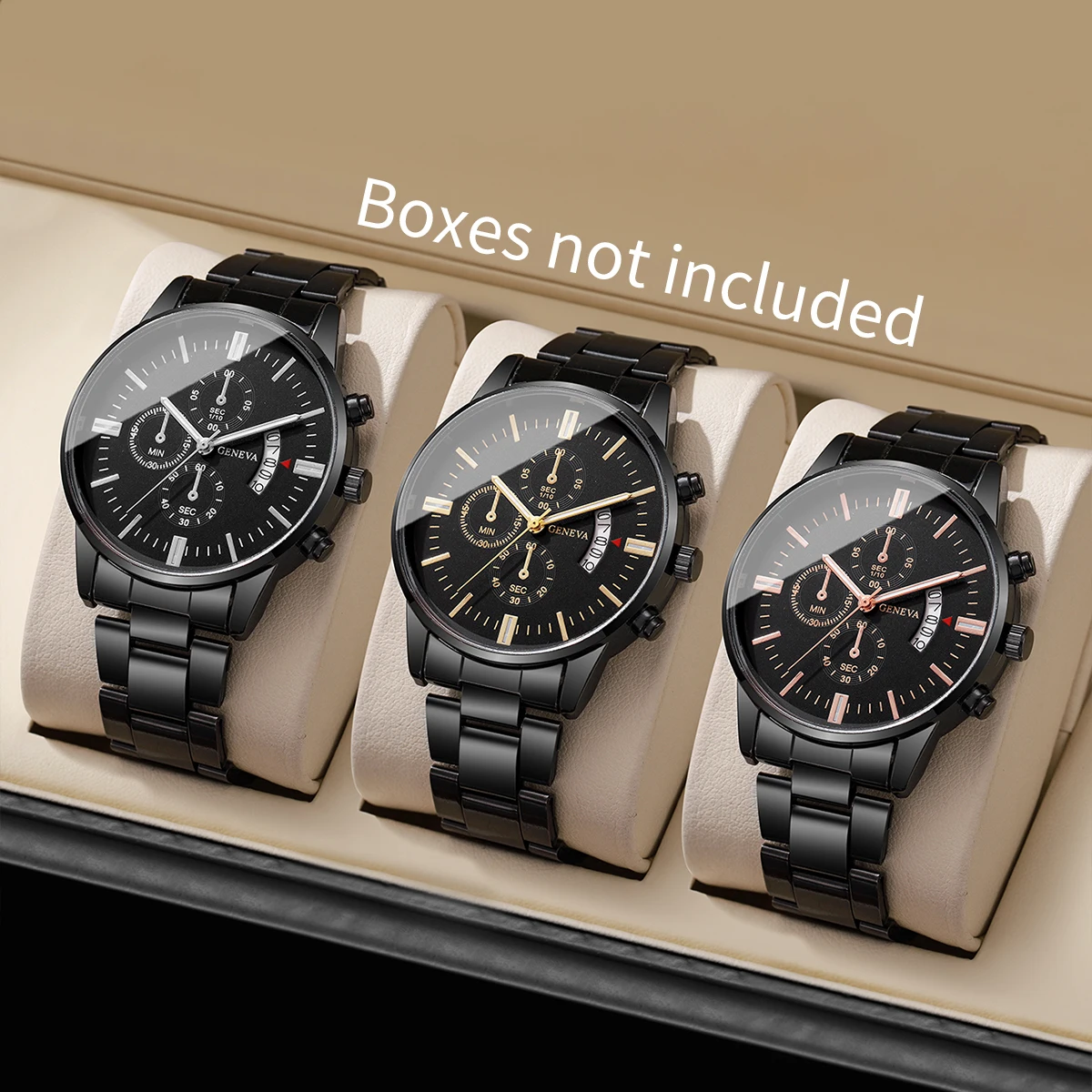 3/4PCS Fashion Men Business Watches Set Luxury Calendar Quartz Watch for Man Clock Montre Homme（Without Box） 2