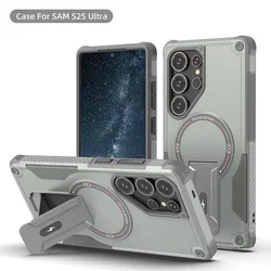 Stealth Armor Magnetic Stand Case with Foldable Kickstand - Galaxy S25 Edge (Gray)