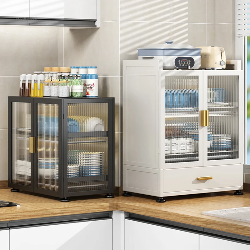 Modern Minimalist Kitchen Cabinets Home Small Dish Storage Cabinet Multi-functional Multi-layer Kitchen Cabinet with Drain Rack