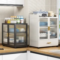 Modern Minimalist Kitchen Cabinets Home Small Dish Storage Cabinet Multi-functional Multi-layer Kitchen Cabinet with Drain Rack 1