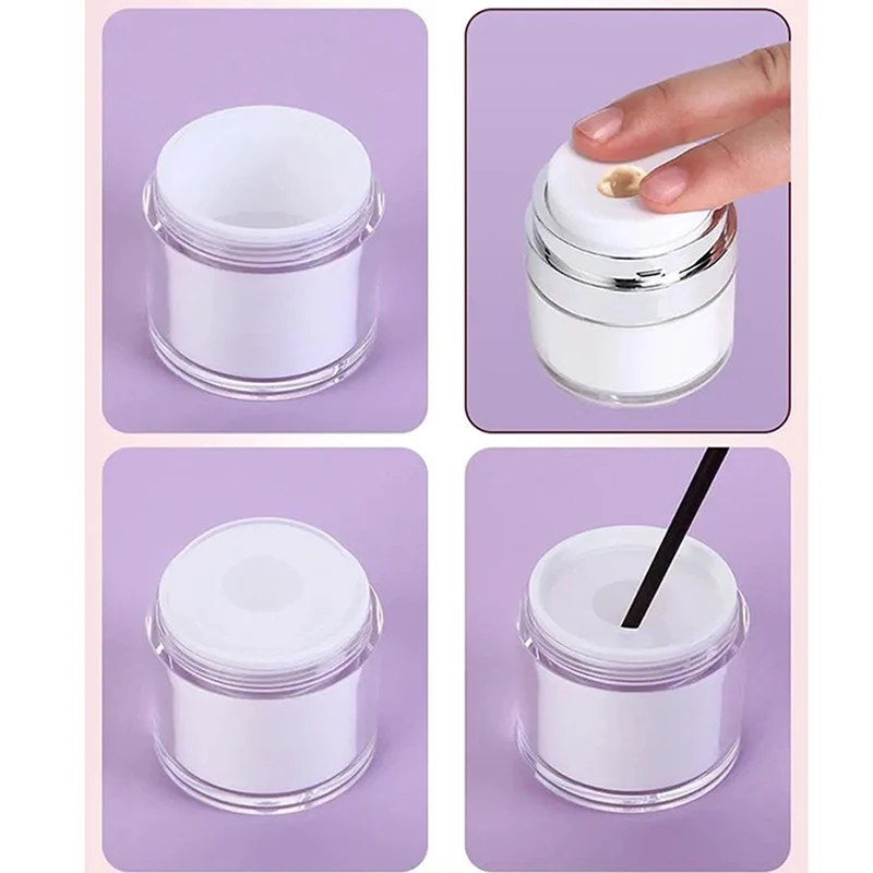 

15/30/50ml Airless Pump Jar Empty Acrylic Cream Bottle Refillable Cosmetic Easy To Use Container Portable Travel Makeup Tools
