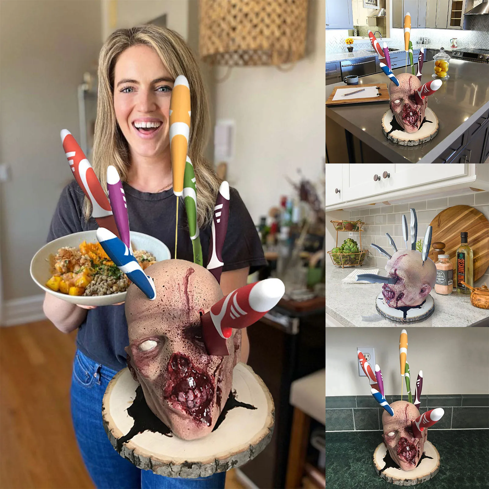 

Cool Kitchen Horror Knife Holder Organizer Home Fruit Knife Holder Kitchen Stand Storage Rack Eccentric Creative Halloween Decor