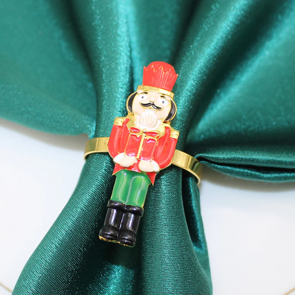 

Christmas Nutcracker Soldier Napkin Ring Serviette Holders Napkin Buckles New Year Wedding Banquet Party Table Decoration