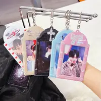 INS Bowknot Photocard Holder Ins Idol Cards Protector Harajuku Photo Sleeve Sweet PVC Bus Card ID Holder Idol Photocard Pendant 1