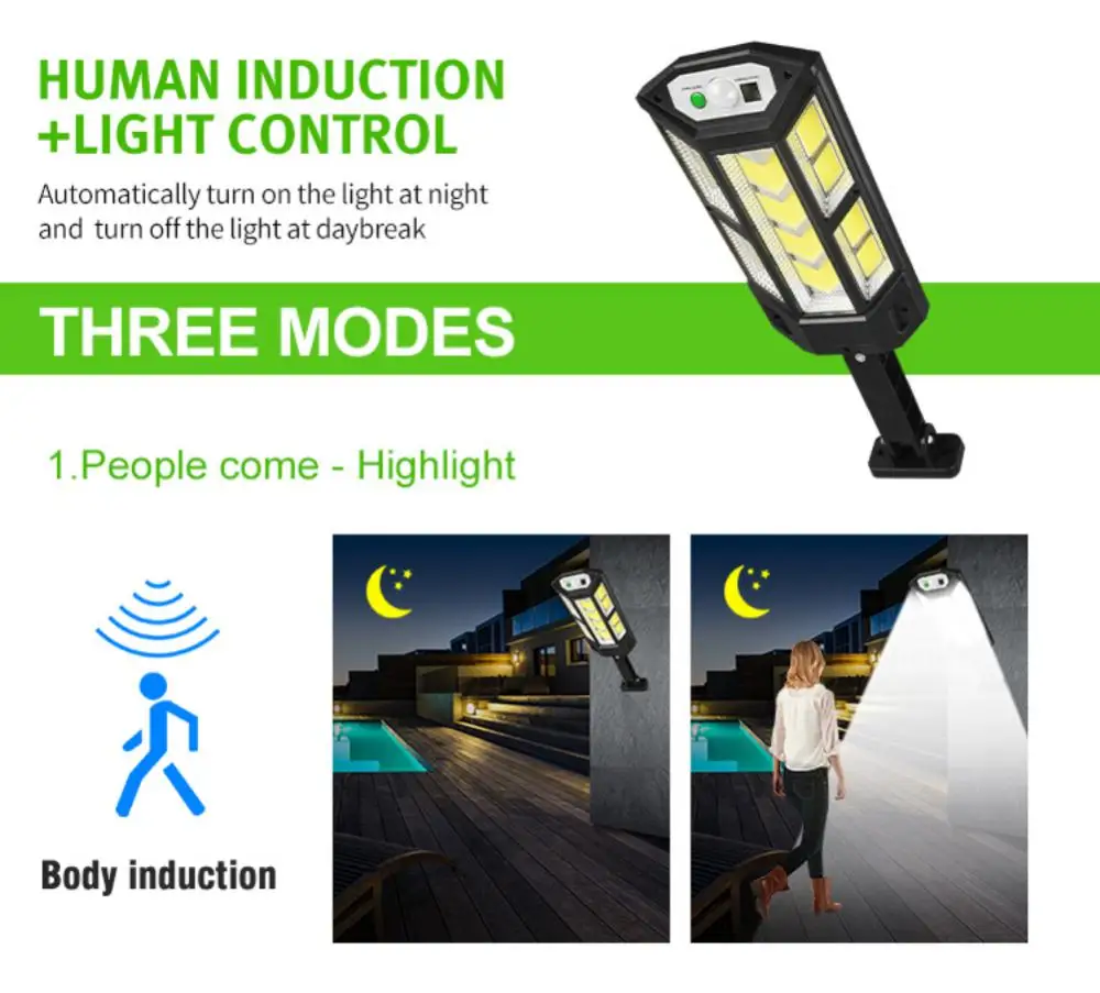 Description Picture 5 of itemNewest 249 COB Solar Lights Outdoor Solar Lamp Of Motion Sensor 3 Mode Waterproof IP65 Solar Garden Light Street Yard Lantern