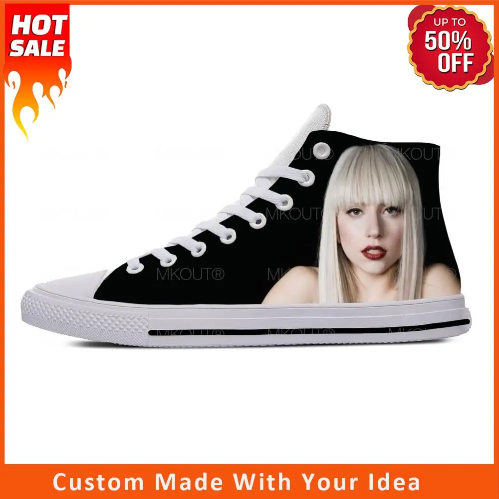 

Music Pop Singer Lady Gaga Cute Fashion Popular Casual Cloth Shoes High Top Lightweight Breathable 3D Print Men Women Sneakers