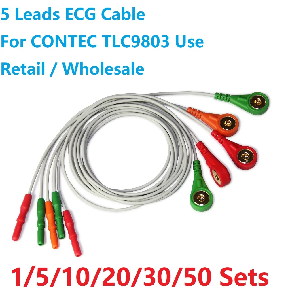 Retail / Wholesale 5 Leads Ecg Kabel Voor Contec Tlc9803 Gebruik
