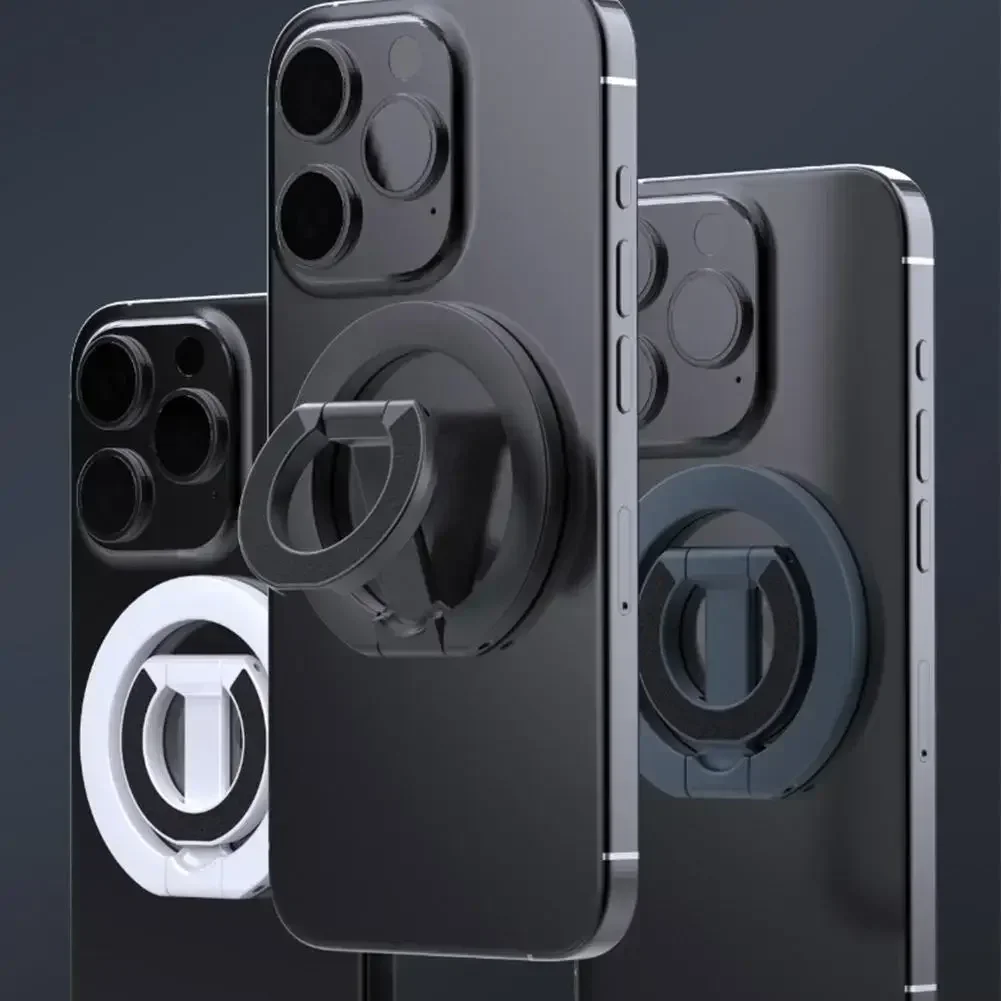 Magnetic Foldable Phone Finger Ring Holder and Desktop Stand, Double-Sided Design