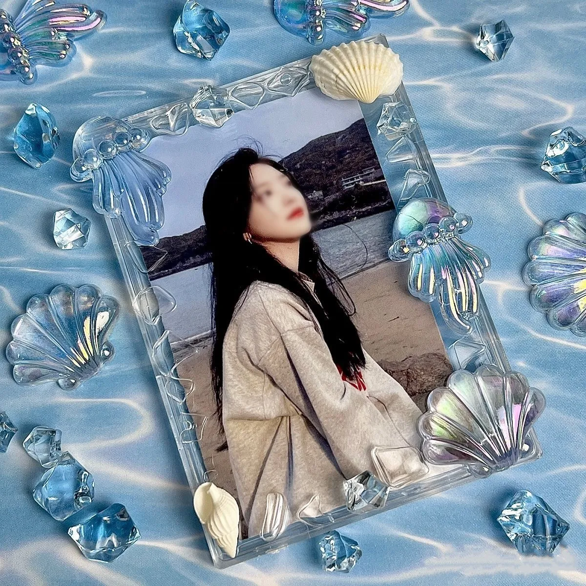 오션 시리즈 블루 DIY 포토카드 거치대, 수제 소재, 3D 별 물고기 꼬리 문어 카드 커버, 장식 재료, 4 개, 5 개, 6 개, 10 개 