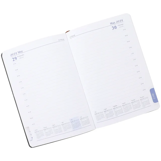 2024 어젠다 북 플래너, 내마모성 노트북 메모장, 영어 종이 일정