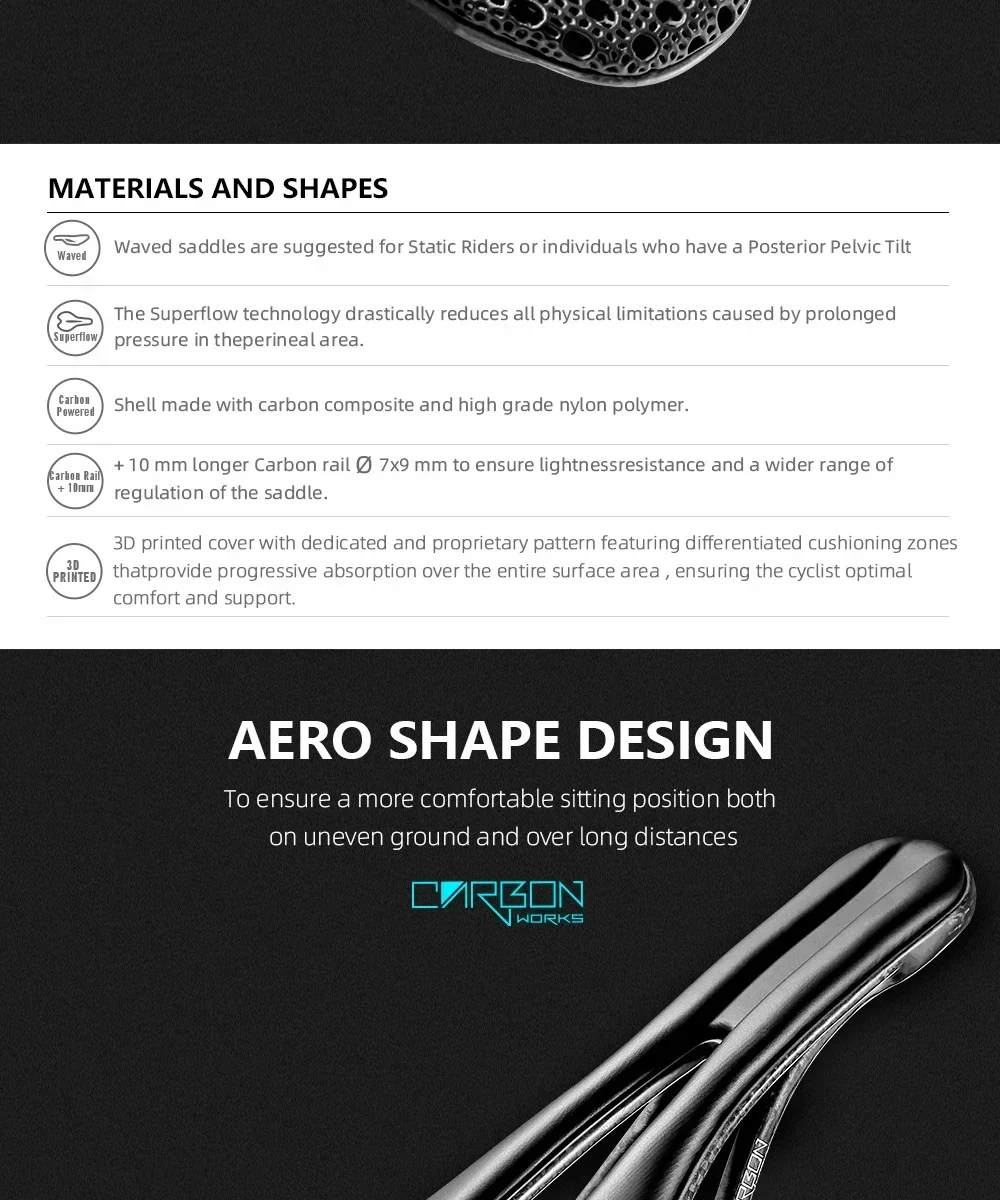RYET Carbon-Fahrradsattel, 135 g, 240 x 145 mm, 3D-gedruckt/EVA-gepolstert, für Rennrad, MTB, Kies, Radfahren, Komfort, Performance-Sitz – Detail 12