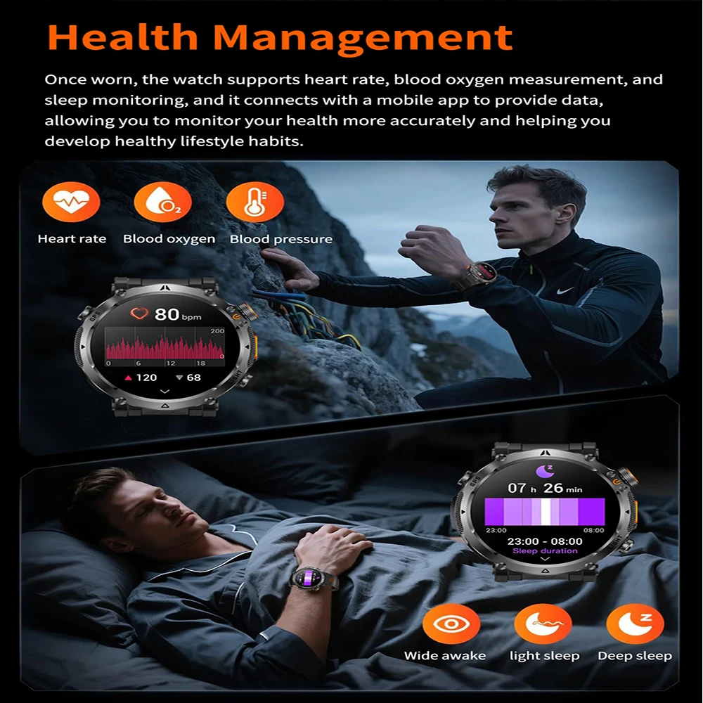 Advanced Waterproof GPS Sports Smart Watch with Compass and LED Flashlight